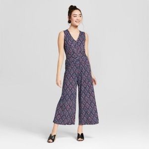 Floral Sleeveless V-Neck Smocked Waist Jumpsuit